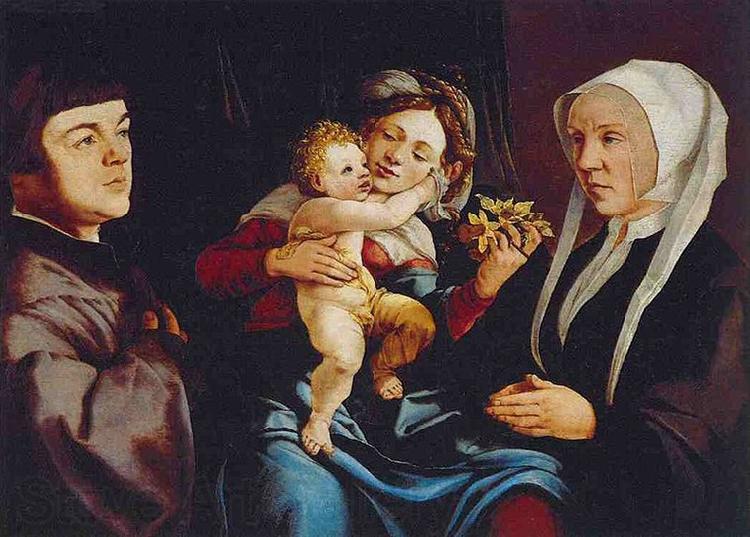 Jan van Scorel Madonna of the Daffodils with the Child and Donors Norge oil painting art